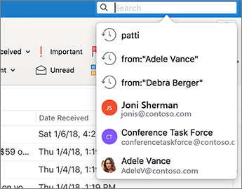 how to search messages in outlook for mac